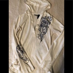 🏍Harley Davidson Henley style shirt w hood